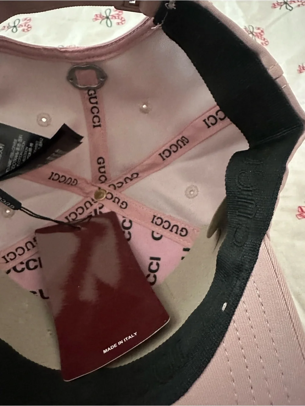 Gucci Pink Embroidered Logo Baseball Cap